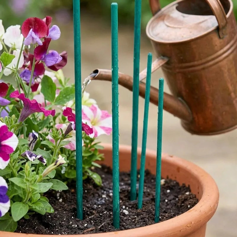 tuteurs plantes réutilisables bambou tiges fleurs artificielles vert foncé lisses modernes adhésifs 30cm 40cm