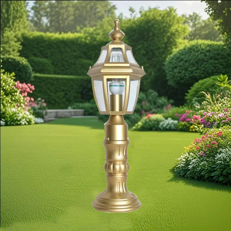 lampe jardin dorée classique ip65 aluminium ornéextérieur éclairage public led e27