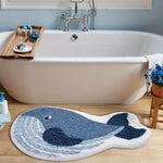tapis bain bleu marine baleine doux polyester imperméable moderne salon chambre sdb extérieur voyage