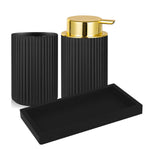 ensemble produits salle bain moderne distributeur savon pot brosse dents pot crème dentifrice noir