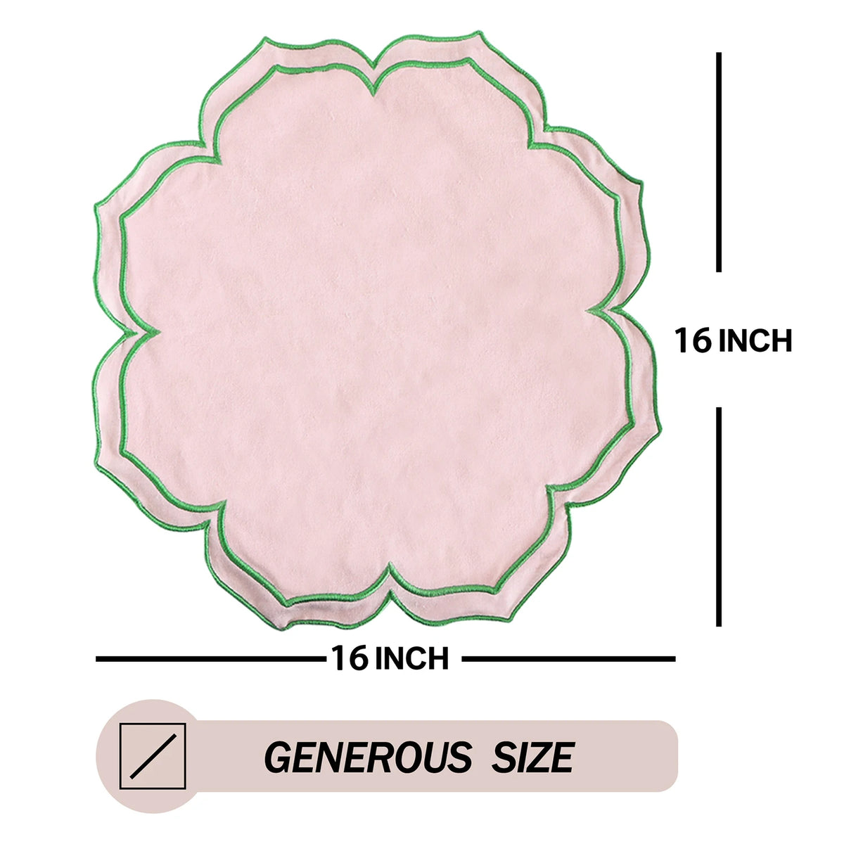 serviettes table carrées coton lin brodé motif floral rose clair vert classiques