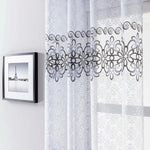rideau blanc noir broderie florale transparent classique maison salon chambre decoration
