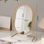 miroir maquillage argenté moderne portable ovale pouces pieds solides aluminium lisse salon chambre bain