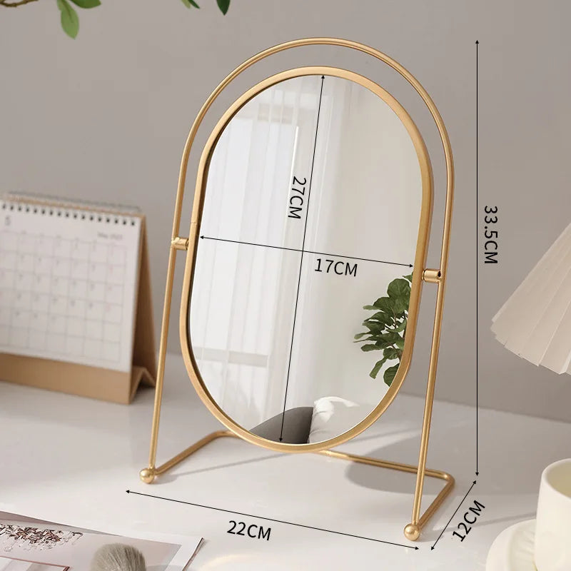 miroir maquillage argenté moderne portable ovale pouces pieds solides aluminium lisse salon chambre bain