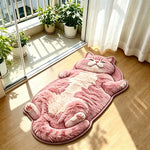 tapis rose clair chat doux pelucheux moderne salon chambre décoration polaire polyester