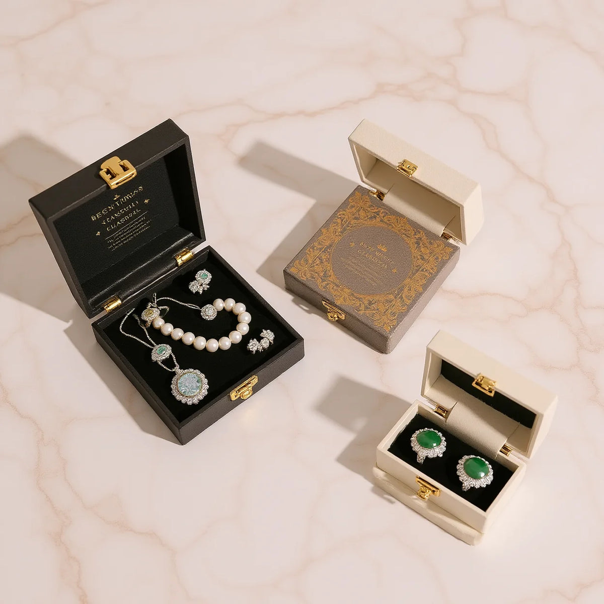 boîte bijoux carton luxe livre couvercle rabattable rangement colliers bagues