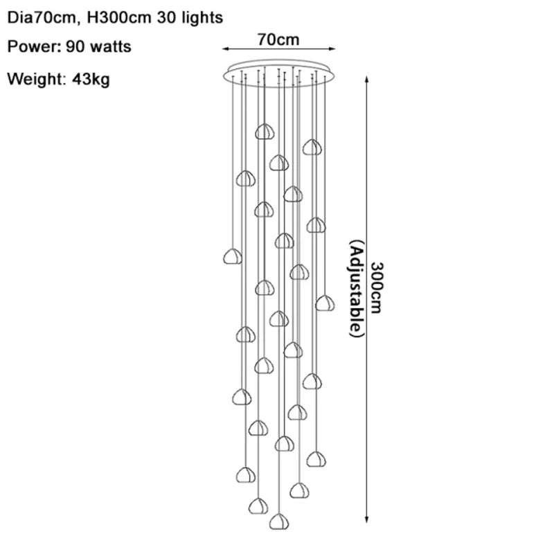 suspension lumineuse led transparente forme organique moderne 249 2000 lumens