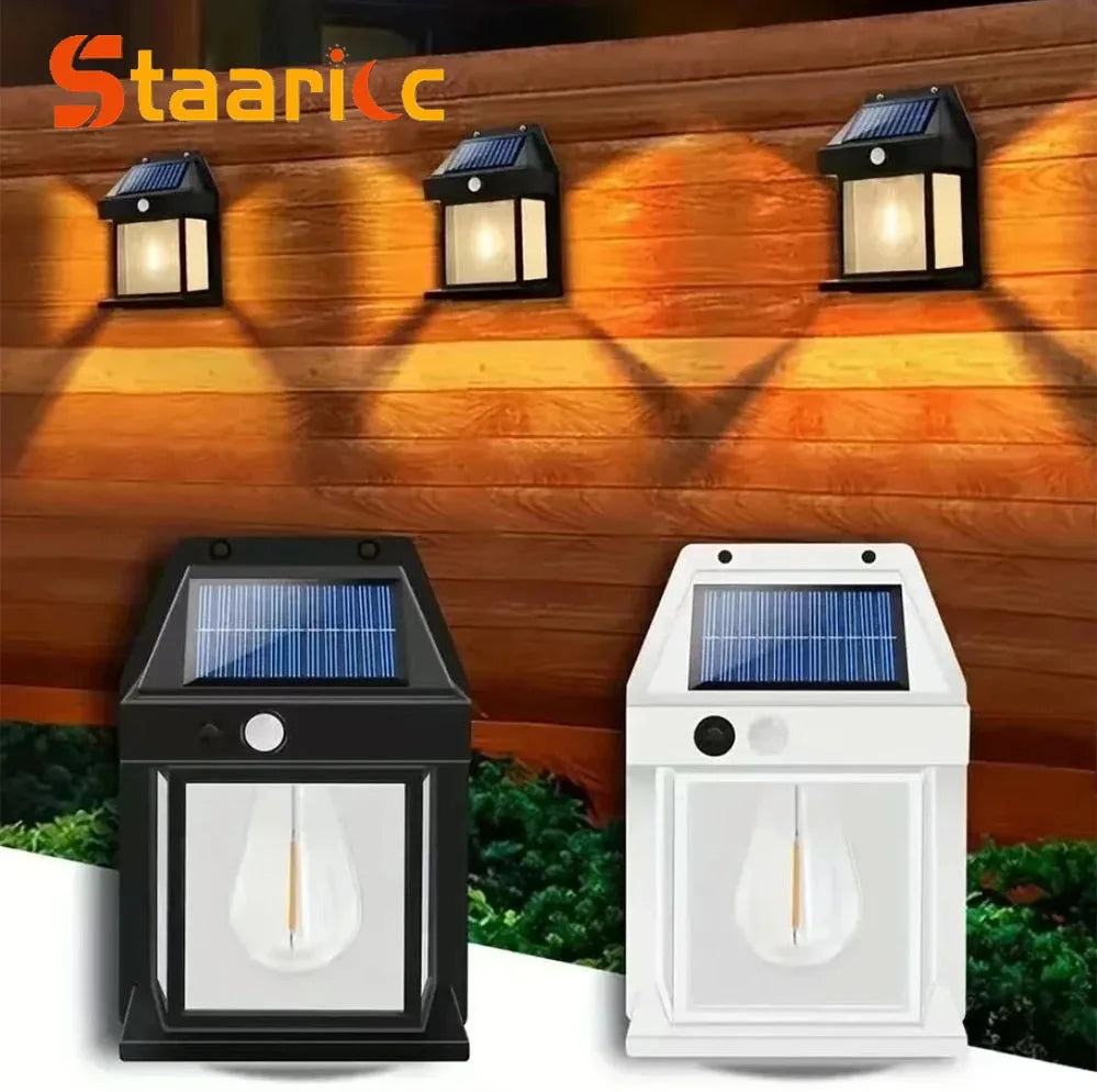 lampe solaire led murale moderne transparente noir capteur mouvementextérieur autonomeprotection ip65abs5vbatterie lithium