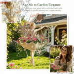 cache pot suspendu sculpture ballerine dansante beige doré chaînes métalliques art décoratif plantes vertes