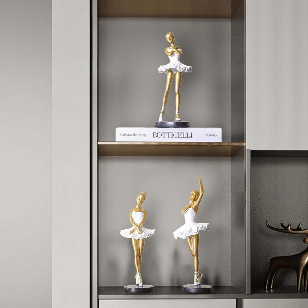 statue danseuse résine or blanc robes ballet décoration chambre enfant collection amateur