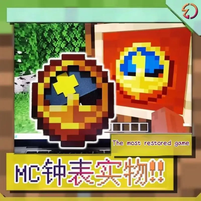 horloge murale minecraft pixelisée blocs couleurs vives décoration maison chambre salon