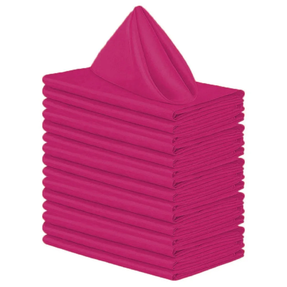 serviettes satin 30x30cm noir bleu marine rose pâle vert clair classiques réutilisables lavables événements