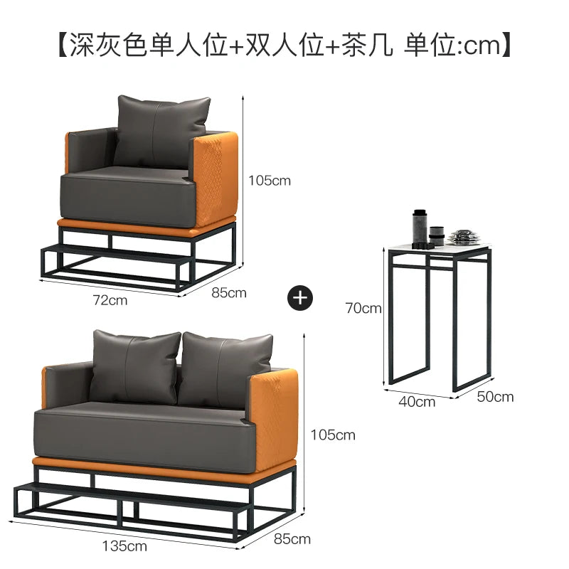 canapé moderne orange gris coussins structure métallique scandinave minimaliste canapé d'angle forme