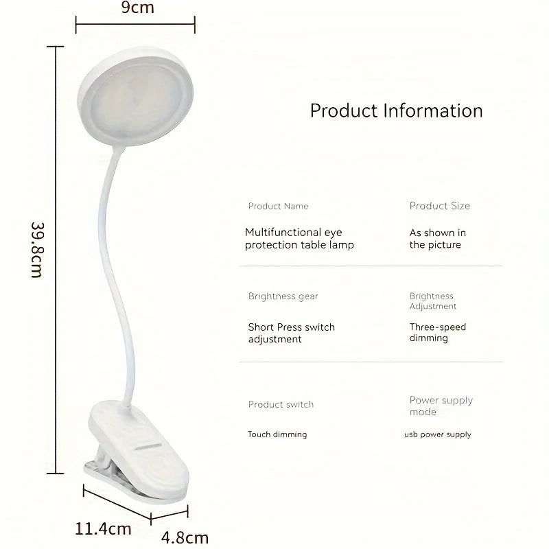 lampe led rechargeable usb blanc minimaliste pinces interrupteur tactile contemporain