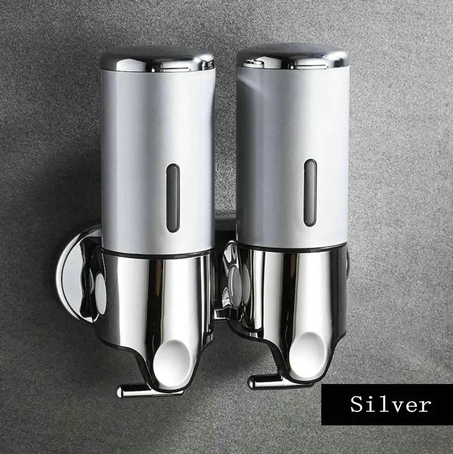 distributeur savon liquide argenté moderne poignée capuchon minimaliste chambre bain