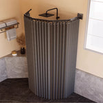 rideau plissé gris moderne pliable vis fixations salle bain étanche polyester