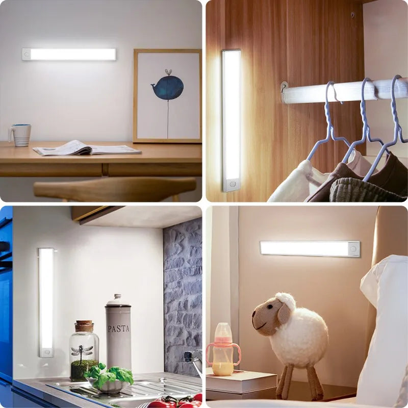 lampe placard détection mouvement led recharge usb blanc moderne 20cm 30cm 40cm 60cm adjustable