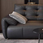 canapé d'angle noir simili cuir boutons moderne salon orienté gauche