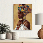 portrait femme géométrique toile coton tons chauds réaliste deco mur salon chambre erotique art