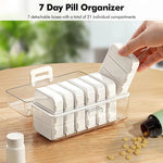 organisateur médicaments boîte pilules compartiments transparents couleurs gris blanc moderne pratique