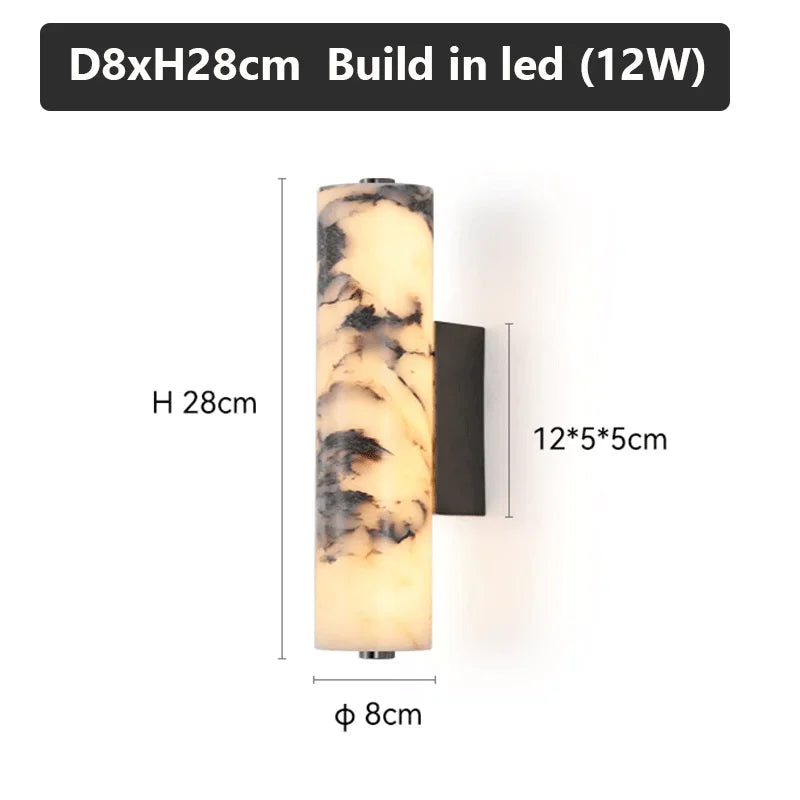 lampe murale moderne marbre blanc noir fixée mur éclairage led chambre salon decoration chic
