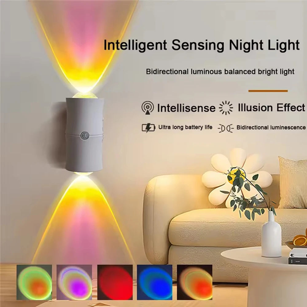 lampe nuit intelligente led rechargeable blanc moderne détecteur mouvement touches ambianceRGBOptique
