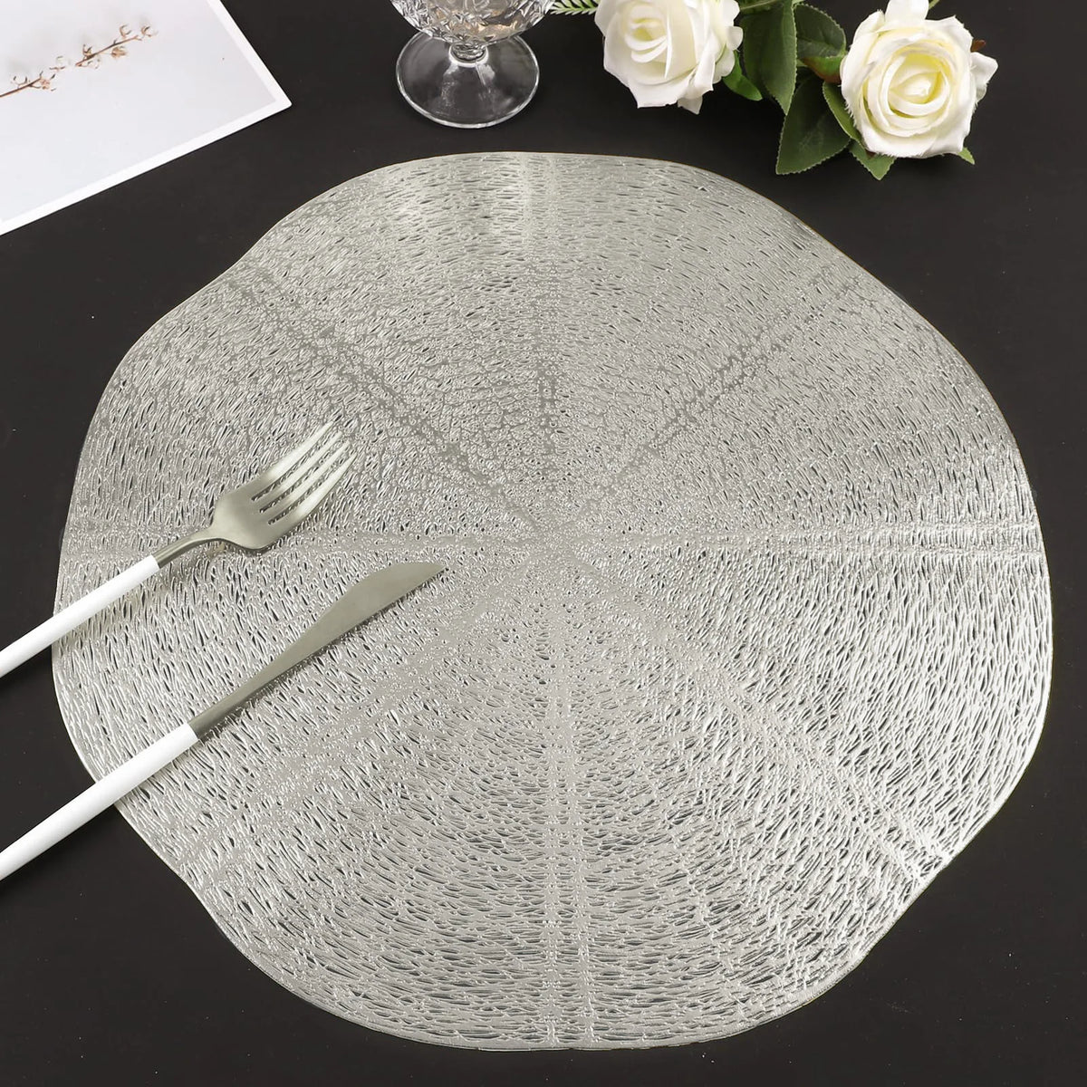 tapis table moderne rond doré vinyle respectueux environnement 4pcs 6pcs élégant strié