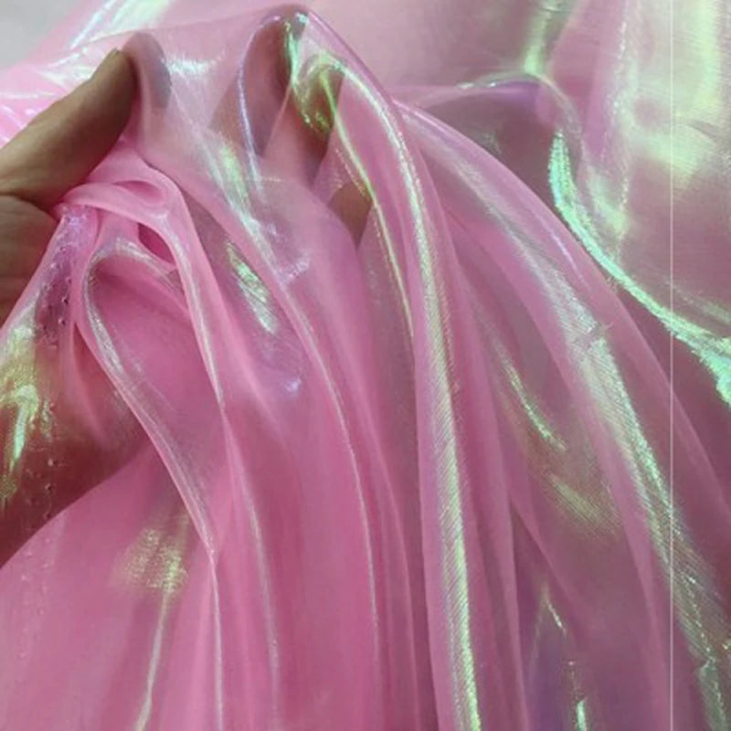 tissu organza transparent brillant polyester polyvalent mariage décoration table moderne élégant vert rose bleu