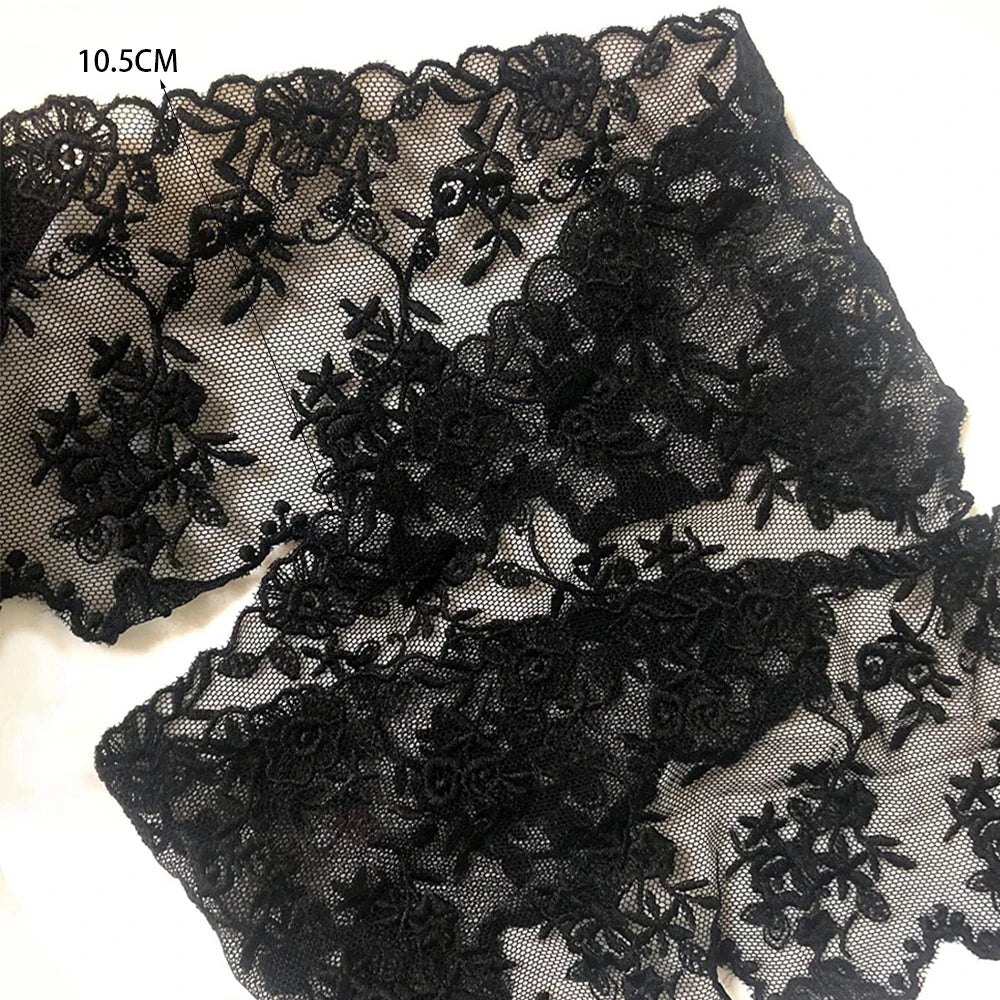 tissu dentelle fleur noir blanc ajouré polyester translucide classique 10.5cm couture diy rideaux sacs