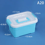 boîtes rangement transparentes bleues roses violettes poignées détachables moderne pratique enfants fournitures scolaires