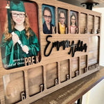 cadre photo scolaire bois texturé rustique personnalisable prék graduation nom gravé découpes laser opaque