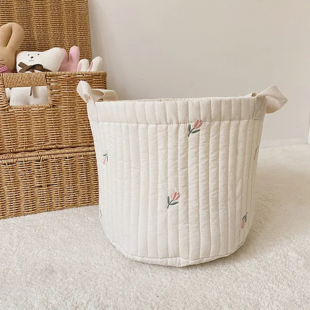 panier rangement enfantin ours mignon quilté sac stockage jouets écologique poignées amovibles
