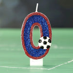 bougies numériques forme chiffres pailletées football bleu rouge blanche décoratives anniversaire sport thème tringle