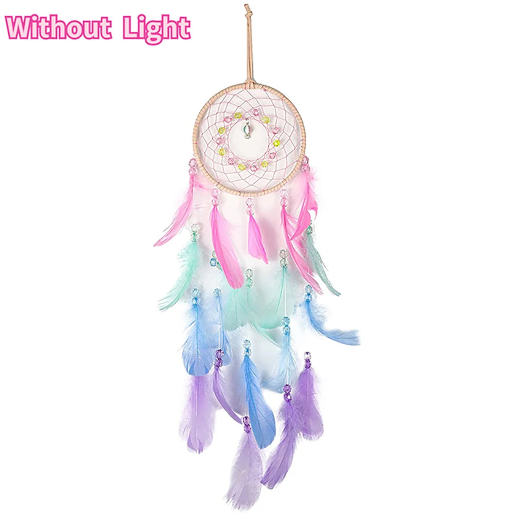 guirlande décorative bohème plumes led rose bleu vert violet blanc crème