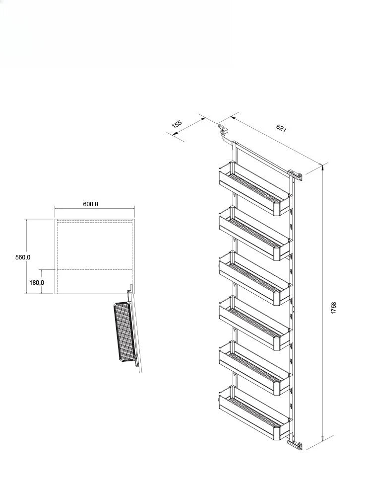 étagère murale moderne gris multi couches paniers porte ouvrant rangement vis fixationsangement cuisine