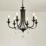 lustre noir cristal métal pendentif ampoules e14 salon chambre classique