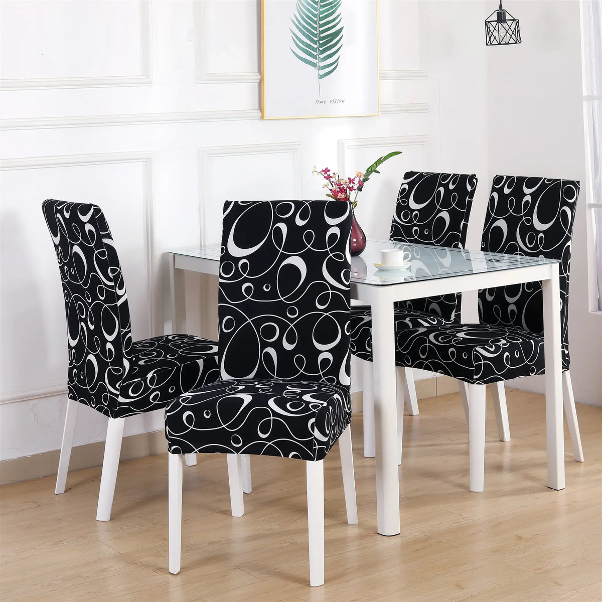 housse chaise moderne stretch imprimé floral rayures geometriques gris noir bleu beige marronwasher removable