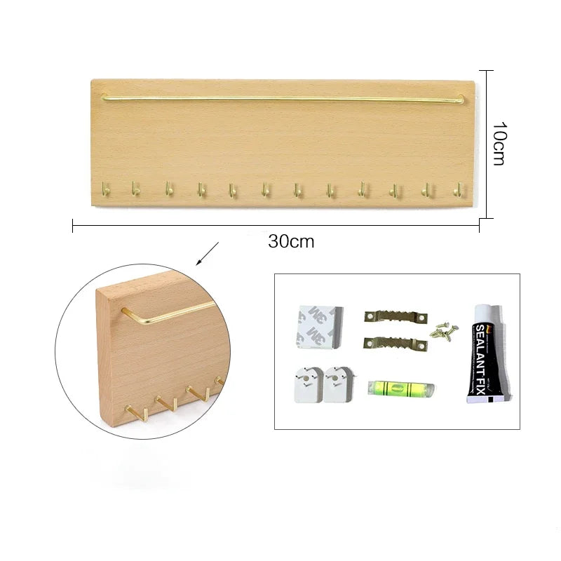 présentoir bijoux bois marron moderne colliers boucles d'oreilles rangement mural portable commercial domestique minimaliste