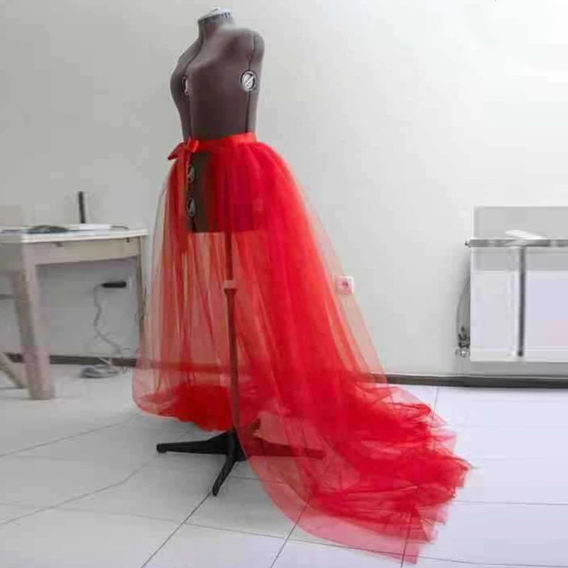 jupe tulle transparente élégante noir rouge bleu blanc lacets femme festive longueur sol