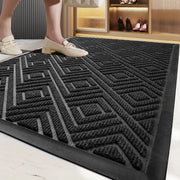 tapis sol noir gris motif géométrique texturé moderne durable antidérapantentrée porteintérieurextérieur