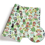 serviettes animées personnages floraux étoiles polyester coton beige noir blanc rose vert