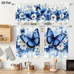 rideau moderne floral bleu papillons salon printemps haute qualité polyester