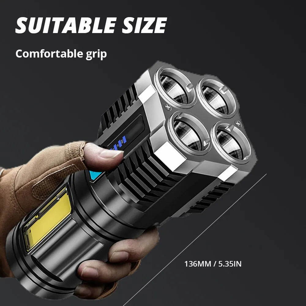 torche poche rechargeable led 1000 lumens moderne noire ventilation modes aventure camping