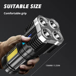 torche poche rechargeable led 1000 lumens moderne noire ventilation modes aventure camping