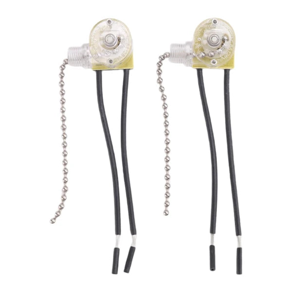 interrupteur chaîne ventilateur jaune argenté doré plastique métal utilitaire deux chaînes câbles électriques