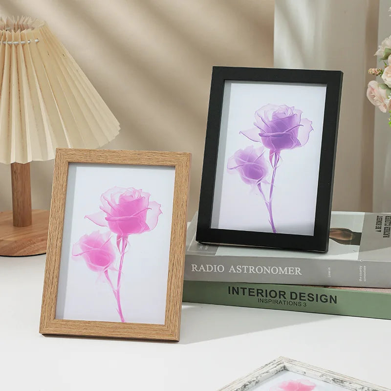 cadre photo bois clair moderne minimaliste verre transparent 10x15cm noir blanc