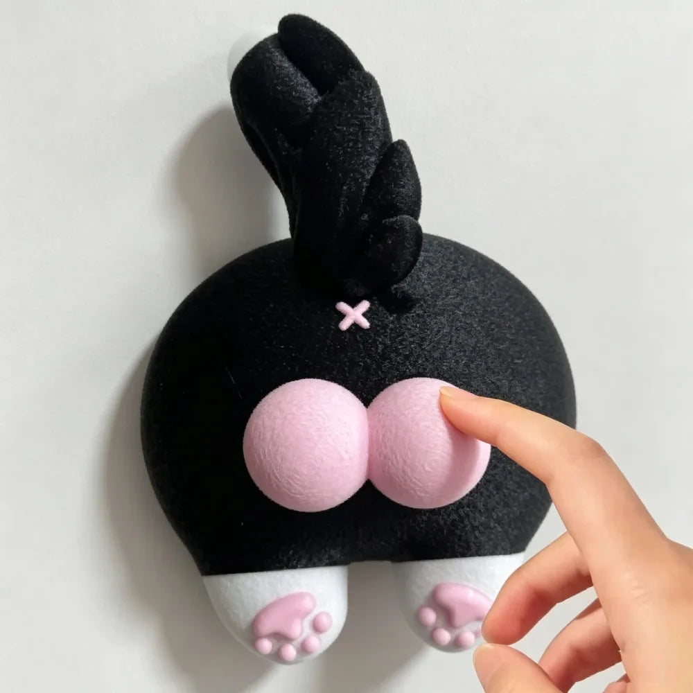 accessoire mural créatif adhésif peluche doux noir jaune rose mignon moderneintérieur décoration