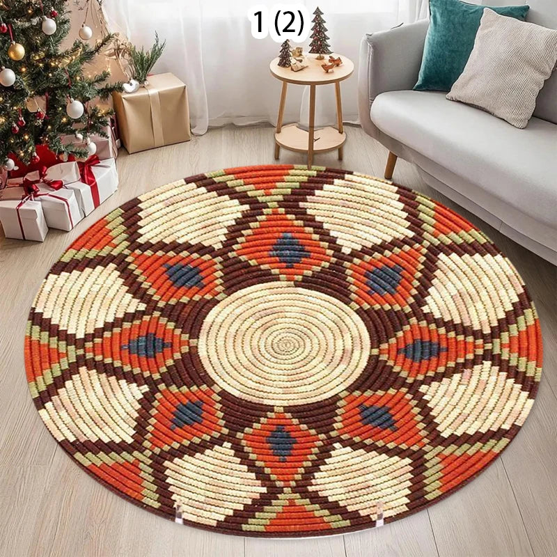 tapis rond multicolore motif géométrique moderne ethnique durable antidérapant 40x40cm 80x80cm 120x120cm
