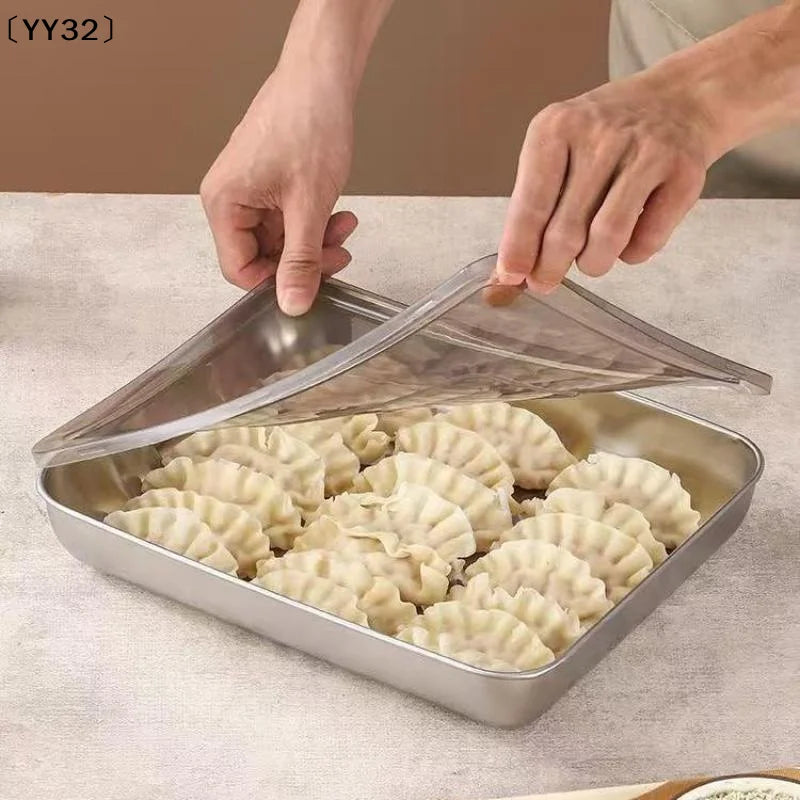 boîtes rangement transparentes argentées poignée boîte dumplings moderne conteneurs alimentaires inoxydables fonctionnel plateaux repas