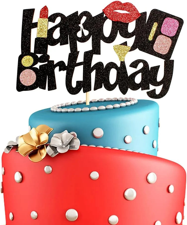 accessoires gâteau glitter strass parfum maquillage cils brosse cartes happy birthday miss beauty festive